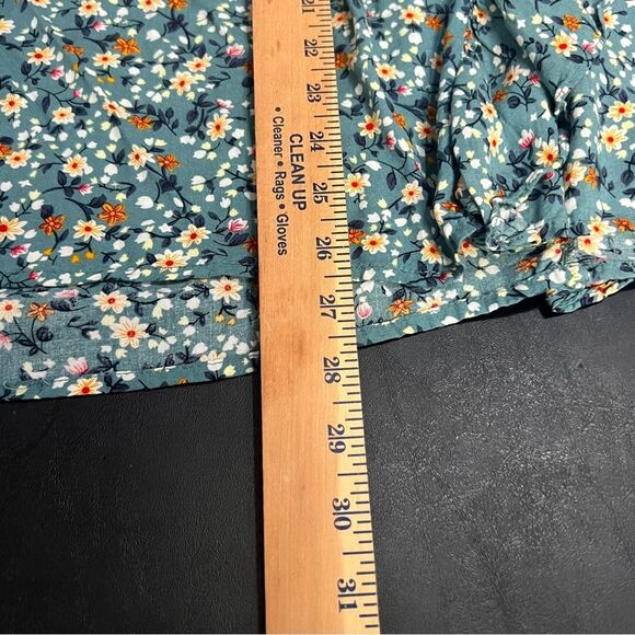 Kori Teal Floral Ruffle Babydoll Blouse 0721 - Picture 14 of 14